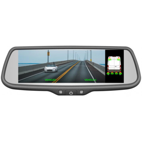 7.3” REAR-VIEW MIRROR MONITOR WITH OPTIONAL BACK-UP SENSOR OVERLAY