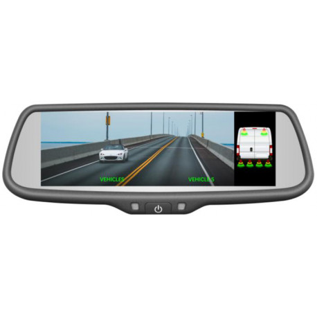 7.3” REAR-VIEW MIRROR MONITOR WITH OPTIONAL BACK-UP SENSOR OVERLAY