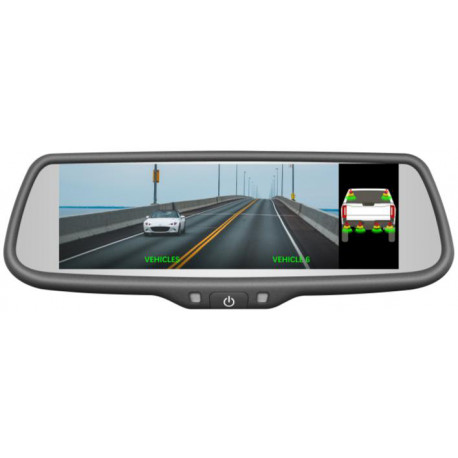 7.3” REAR-VIEW MIRROR MONITOR WITH OPTIONAL BACK-UP SENSOR OVERLAY