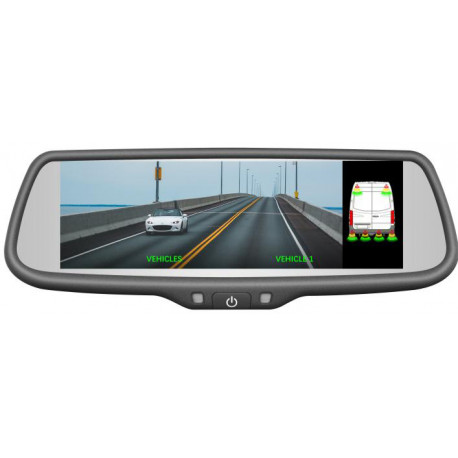 7.3” REAR-VIEW MIRROR MONITOR WITH OPTIONAL BACK-UP SENSOR OVERLAY